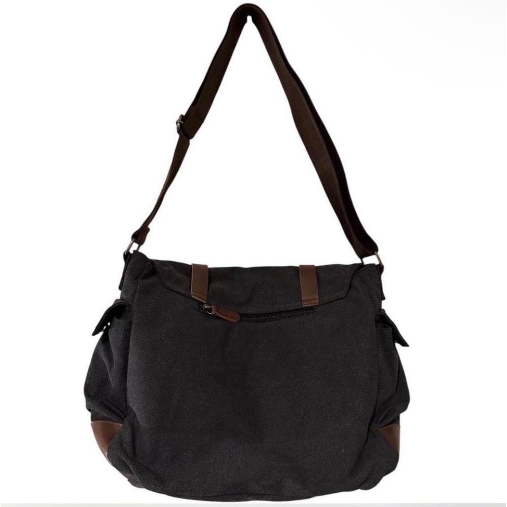 Vintage Style Large Capacity Laptop Crossbody / Shoulder Messenger Bag - Black - Picture 2 of 6
